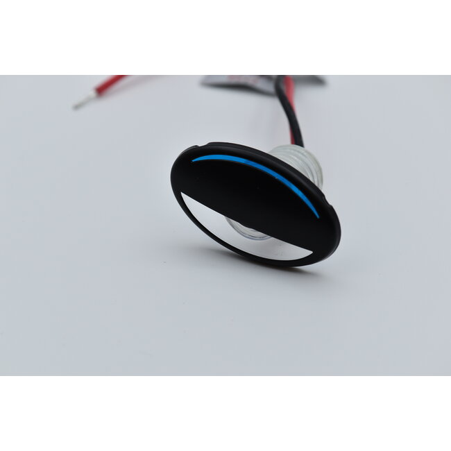 Zwarte LED courtesy light met warm wit licht en blauwe accenten
