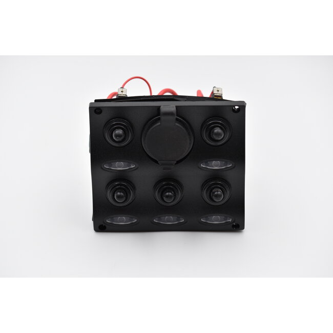 LED Waterdichte Schakelpaneel 5-voudig met USB-lader
