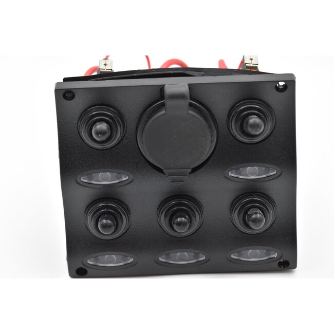 LED Waterdichte Schakelpaneel 5-voudig met USB-lader