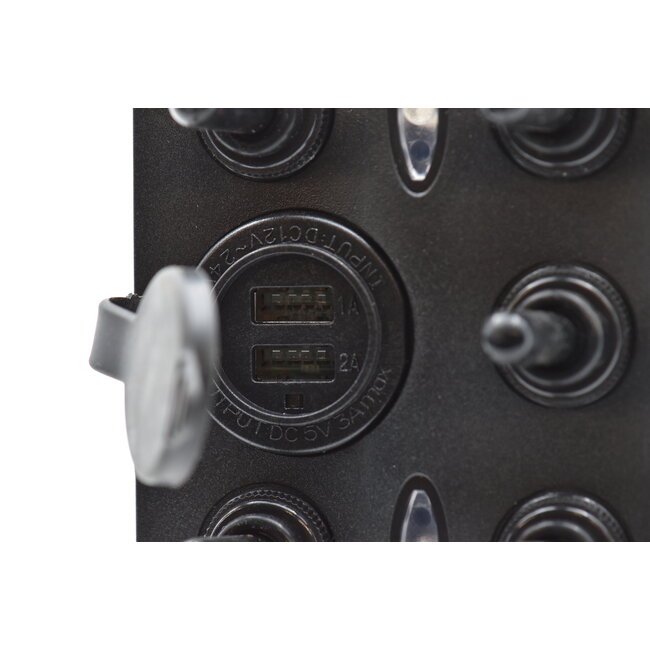 LED Waterdichte Schakelpaneel 5-voudig met USB-lader