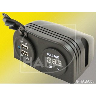 HABA 2X USB lader+Voltmeter