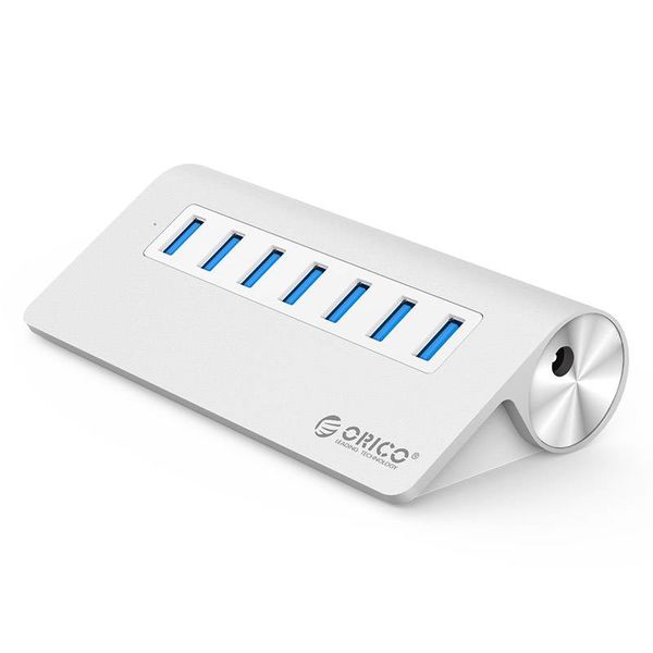 Orico 7 Port USB 3.0 Hub Aluminium 7 ports haute vitesse, y compris adaptateur secteur 5Gbps 12V