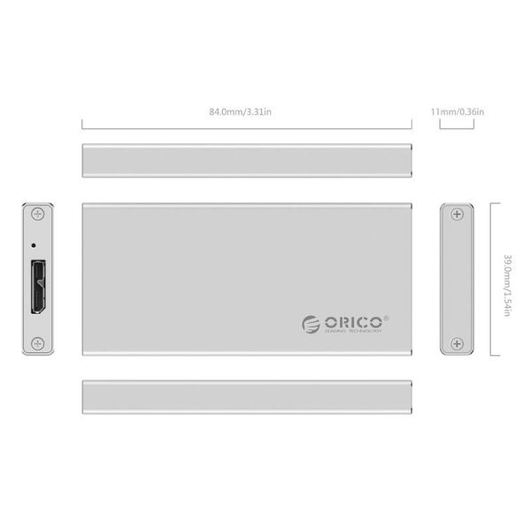 Orico Boîtier de disque dur en aluminium USB 3.0 M-SATA - SSD