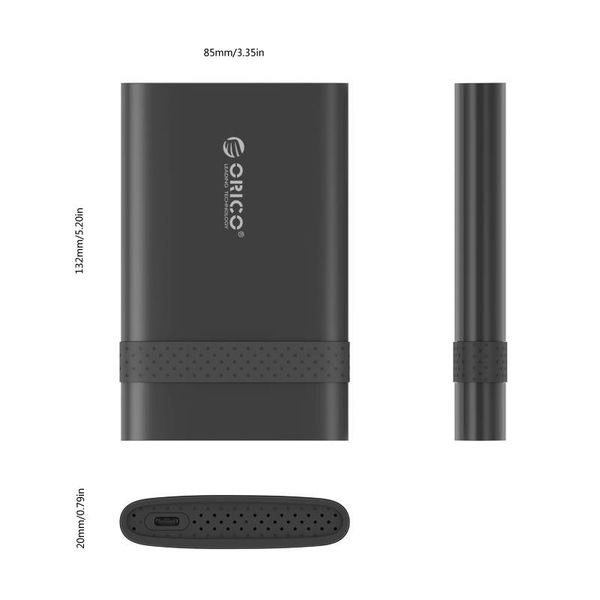 Orico Type-C Hard Drive Enclosure 2.5 Inch USB 3.0 SATA HDD / SSD Portable Black