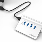 Orico 4 Port USB 3.0 Hub Aluminum-4 port Hub High Speed ​​5Gbps in Mac style