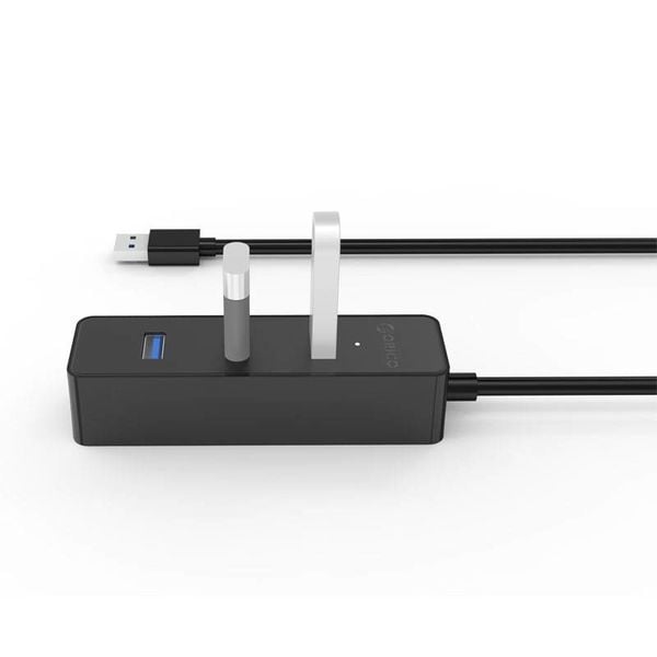 Orico 4 Anschlüsse 5 Gbps USB 3.0 Hub in elegantes modernes Design mit 30cm USB 3.0 Datenkabel Schwarz