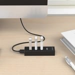 Orico Concentrateur USB 2.0 avec 4 ports USB-A - câble de 20 cm - noir mat