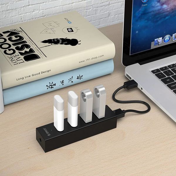 Orico USB 2.0 hub with 4 USB-A ports - 20cm cable - matte black