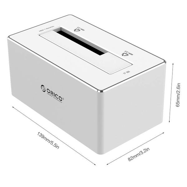 Orico Aluminium Externe Harde Schijf Docking station voor 2.5 & 3.5 inch HDD/SDD USB3.0 - Zilver / wit Mac style