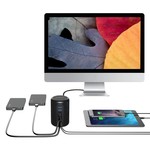Orico 4 Port USB 3.0 Hub Turm 2x Smart Charger Ladegerät inkl 1m USB 3.0-Kabel - schwarz
