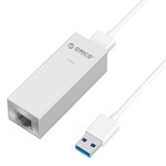 Orico aluminum USB3.0 to gigabit ethernet adapter - type-A to type-A / type-C cable - silver