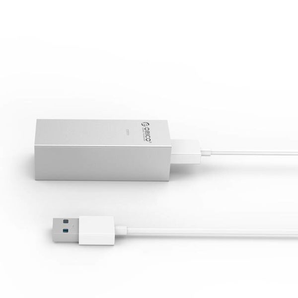 Orico aluminium USB3.0 naar gigabit ethernet adapter - type-A naar type-A/type-C kabel - zilver