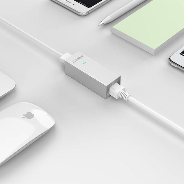 Orico aluminium USB3.0 naar gigabit ethernet adapter - type-A naar type-A/type-C kabel - zilver