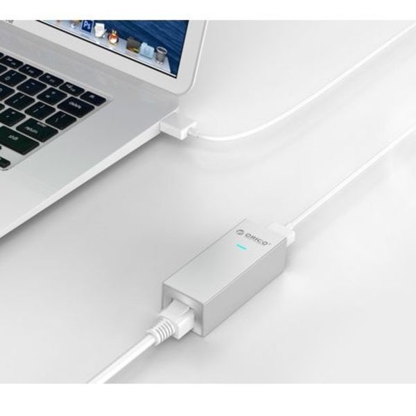 Orico aluminium USB3.0 naar gigabit ethernet adapter - type-A naar type-A/type-C kabel - zilver