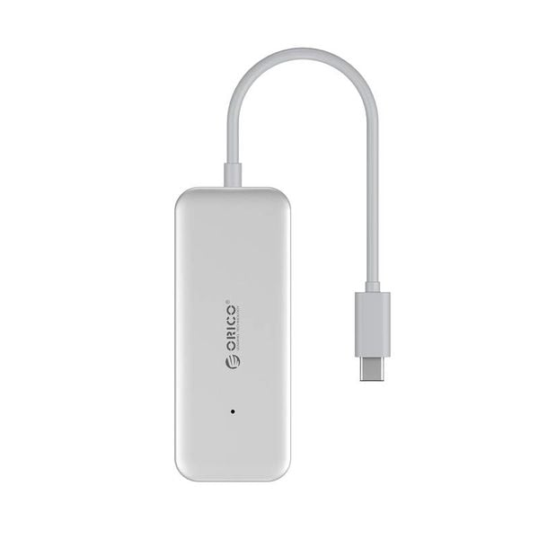 Orico Type C USB3.0 Hub avec 4 ports type A - 5 Gbps - VIA Chip - Longueur du câble 15cm - Argent