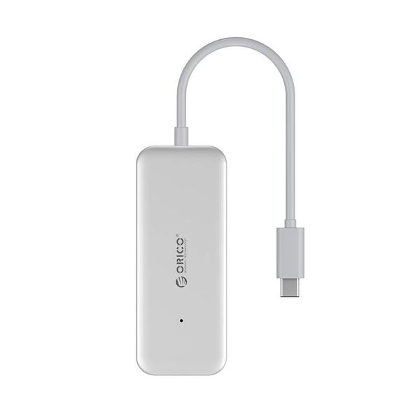 Orico Type-C USB3.0 Hub met 4 Type-A Poorten - 5Gbps - VIA-Chip - Kabellengte 15cm - Zilver
