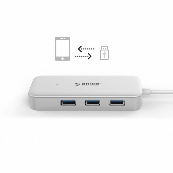 Orico Type-C USB3.0 Hub with 4 Type-A Ports - 5Gbps - VIA-Chip - Cable length 15cm - Silver