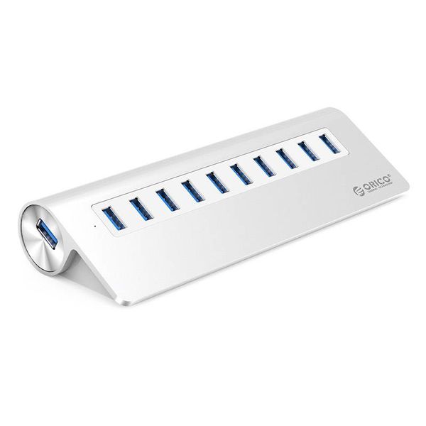 Orico Aluminium 10 Port USB 3.0 Hub 5 Gbps peut être appliqué à l'ordinateur / portable / MacBook / iMac - Argent