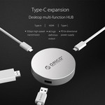 Orico USB Type C naar HDMI converter met 1x USB Type C en 1x USB 3.0 hub