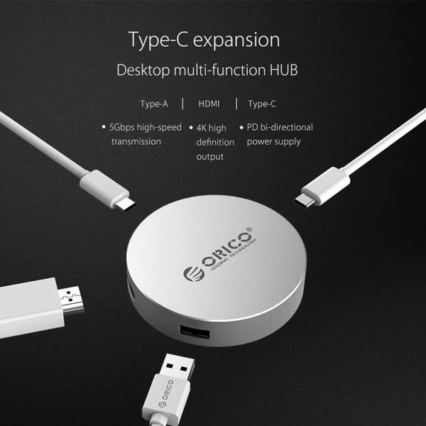 Orico USB Type C to HDMI converter with 1x USB Type C and 1x USB 3.0 hub