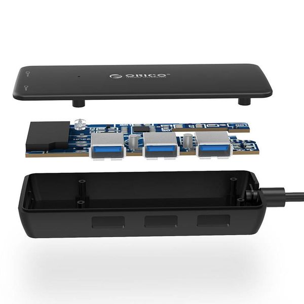 Orico USB3.0 Hub met 3 type-A poorten - Kaartlezer SD/MF - Geïntegreerde kabel: 20 cm - Zwart