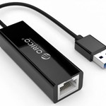 Orico USB 3.0 Typ A auf Gigabit-Ethernet-Adapter - 10/100 / 1000 Mbps - 13cm Kabel - Schwarz