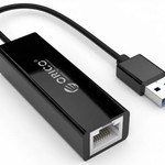 Orico USB 3.0 Type A à un adaptateur Ethernet Gigabit - 10/100 / 1000Mbps - 13CM Câble - Noir