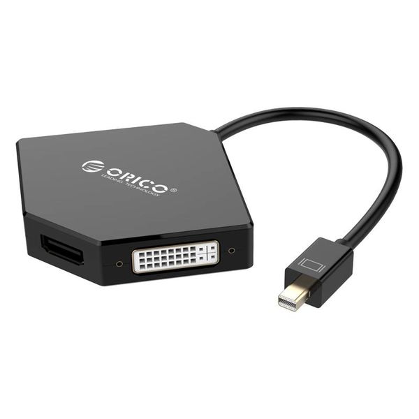 Orico Mini Displaypoort naar HDMI, DVI en VGA Adapter - 4K - 17 cm - Zwart