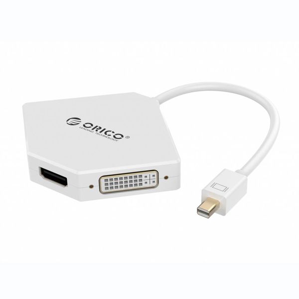 Orico Mini Displaypoort naar HDMI, DVI en VGA Adapter - 4K - 17 cm - Wit