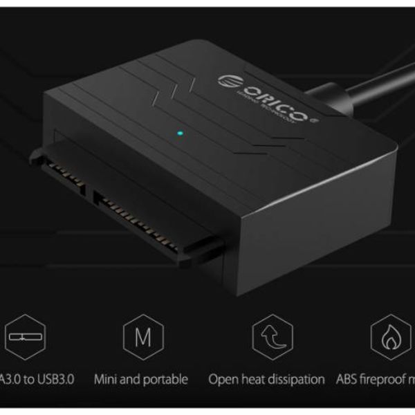Orico USB3.0 vers SATA III Disque dur Adaptateur - 2,5 pouces HDD / SSD - 5 Gbps - UASP - Longueur du câble 30cm - noir