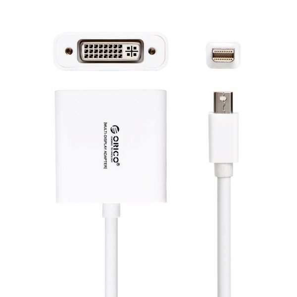 Orico Mini Display Port to DVI Adapter - 1080P - For MacBook, MacBook Pro and MacBook Air - Gold-Plated - 17CM Cable - White