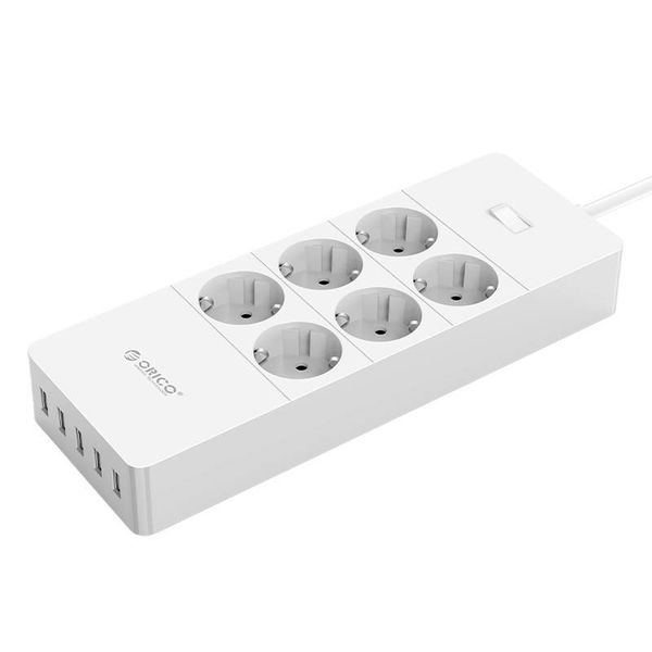 Orico prises de courant avec six et cinq ports de charge USB - 4000W - Blanc