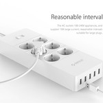 Orico prises de courant avec six et cinq ports de charge USB - 4000W - Blanc