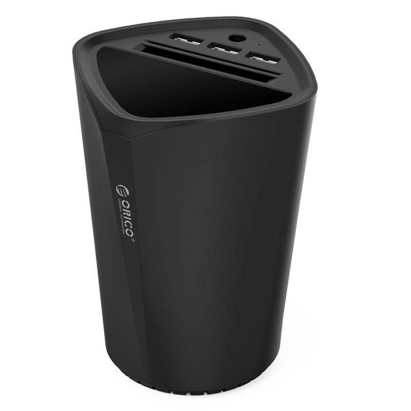 Orico 3 port USB car charger with pass and cup holder 12V - black
