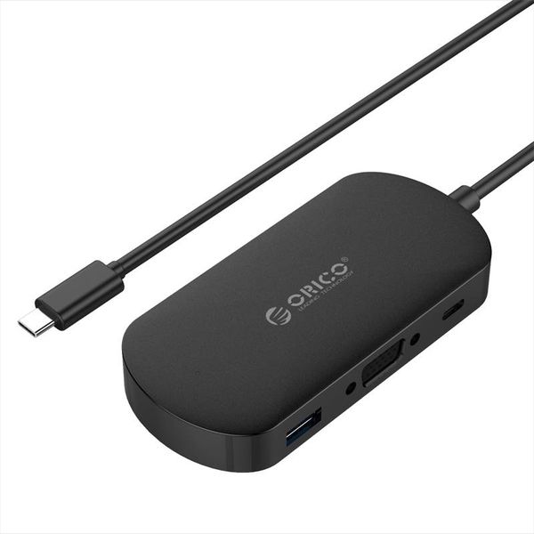 Orico 3-in-1 Type-C hub met USB 3.0 Type-A, Type-C PD en VGA poorten - Power Delivery - IC chip - Kabellengte 30 CM - Zwart