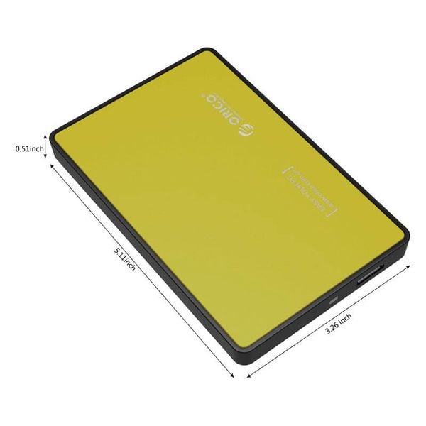 Orico Hard Drive Enclosure 2.5 inch - HDD / SSD - USB3.0 - Metal & Plastic - Yellow