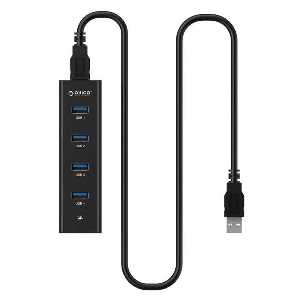 Orico Mattschwarzer USB3.0-Hub mit 4 Typ-A-Anschlüssen - für Windows, Linux und Mac OS - 5 Gbit / s - VIA-Chip