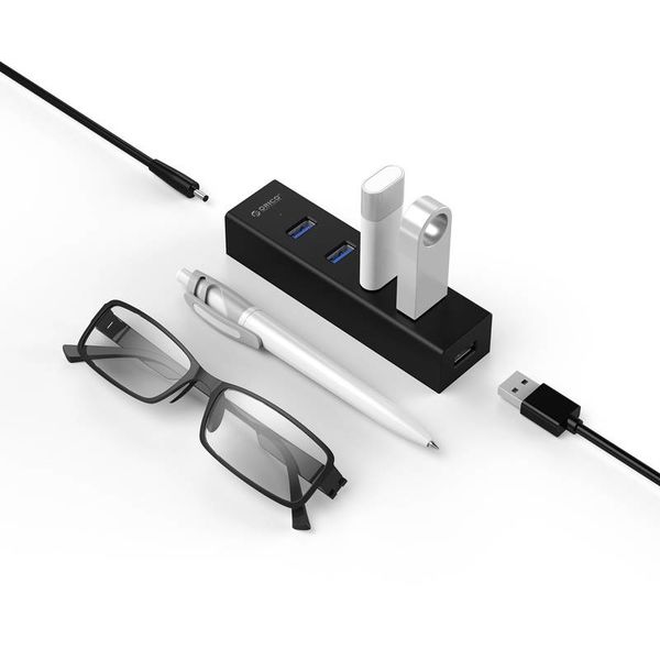 Orico Mattschwarzer USB3.0-Hub mit 4 Typ-A-Anschlüssen - für Windows, Linux und Mac OS - 5 Gbit / s - VIA-Chip