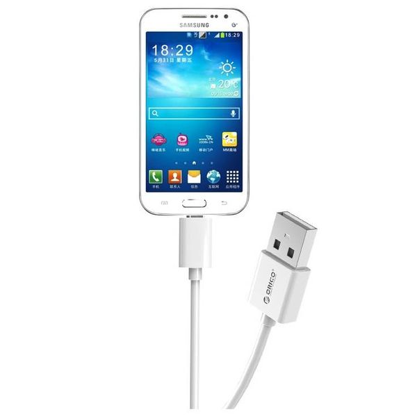 Orico 2 Meter Extra Long Charging Cable - 3 Amps - Fast Charge - Data transfer - Micro USB - White