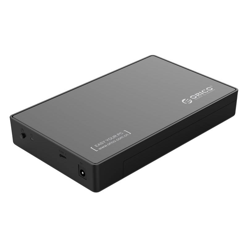 3.5 inch Hard Disk Enclosure - Type-C - SATA III - USB3.0 - 5Gbps - HDD / SSD - incl. Type-C Type-A data cable - Incl. Power Adapter Matt Black - Orico