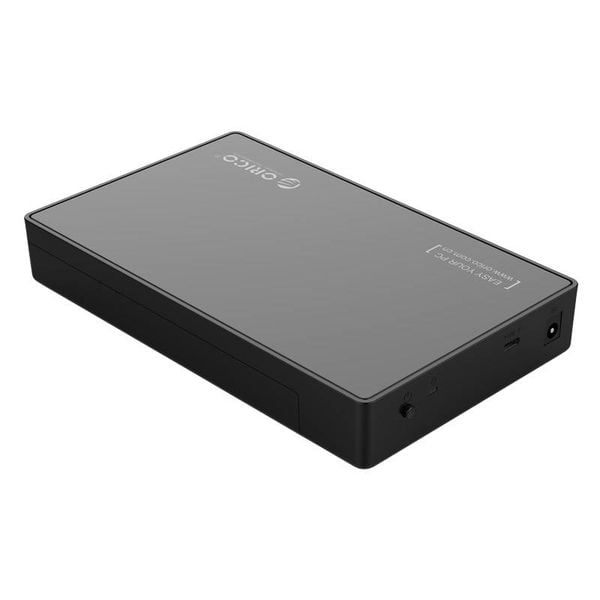 Orico 3.5 inch Hard Disk Enclosure - Type-C connection - SATA III - USB3.0 - 5Gbps - HDD / SSD - incl. Type-C to Type-A data cable - Incl. Power Adapter - Matt Black