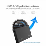 Orico 3,5-Zoll-Festplattengehäuse - Typ-C-Anschluss - SATA III - USB3.0 - 5 Gbit / s - Festplatte / SSD - inkl. Datenkabel Typ C bis Typ A - Inkl. Netzteil - Matt Black