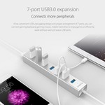 Orico Aluminum USB3.0 Hub with seven Type-A ports - 5Gbps - VIA chip - works with Windows, Linux and Mac OS - Mac Style - incl. 10W Power Adapter / 1M Data Cable - Silver
