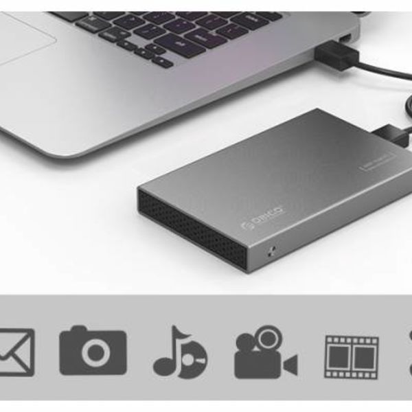 Orico Aluminium 2.5 inch Harde Schijf Behuizing - HHD/SSD - USB3.0 - 5Gbps - SATA III - VIA-chip - Incl. Schroeven & Schroevendraaier - Donkergrijs