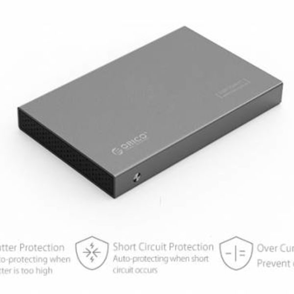 Orico Aluminium 2,5-Zoll-Festplattengehäuse - HHD / SSD - USB 3.0 - 5 Gbps - SATA III - VIA-Chip - Inkl. Schrauben und Schraubenzieher - Dunkelgrau