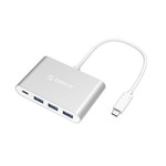 Orico Aluminium Typ C Hub mit Stromversorgung - 3 x USB3.0 Typ A - Mac Style - 5 Gbit / s - 15 CM Kabel - Silber