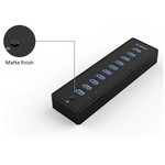 Orico USB3.0 Hub met 10 Type-A poorten - 5Gbps - Incl. Datakabel & Stroomadapter - aan/uit schakelaar - 30W - Zwart