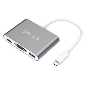 Orico Aluminium hub van Type-C naar HDMI, VGA, USB3.0 type-A en USB type-C - PD - 5Gbps – Grijs