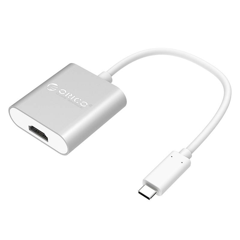 Aluminum Type-C to HDMI Adapter - Ultra HD - for MacBook, Mi NoteBook Air, Huawei MateBook and Lenovo YOGA - Mac Style - 15CM Cable - Silver -