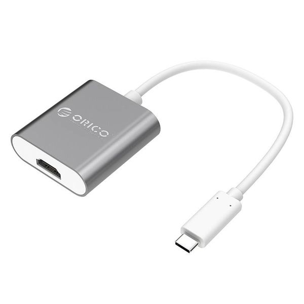 Orico Adaptateur aluminium Type C vers HDMI - 4K Ultra HD - pour MacBook, Mi NoteBook Air, Huawei MateBook et Lenovo YOGA - Style Mac - Câble 15CM - Gris